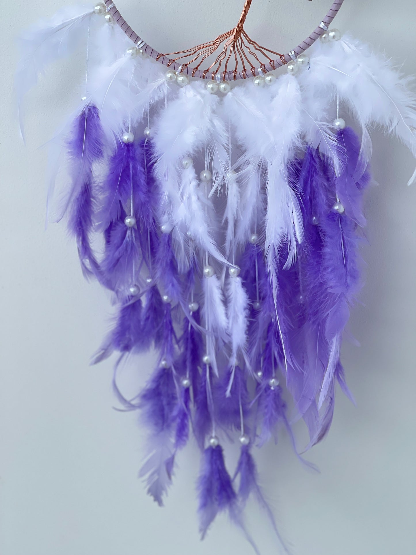 Amethyst chips white and purple dreamcatcher