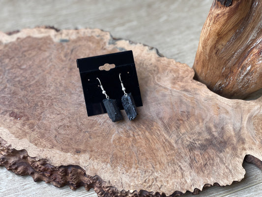 Black tourmaline earrings 925 sterling silver | Brazil
