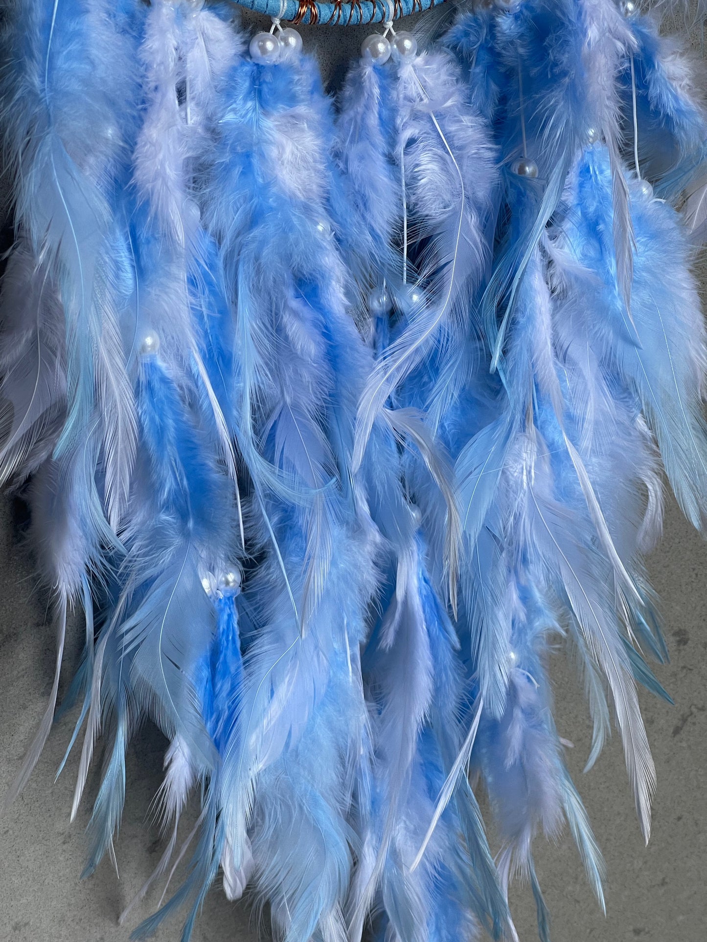 Dyed clear quartz blue life tree dreamcatcher