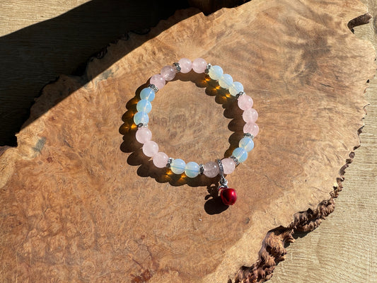 Rose quartz and opalite apple bracelet