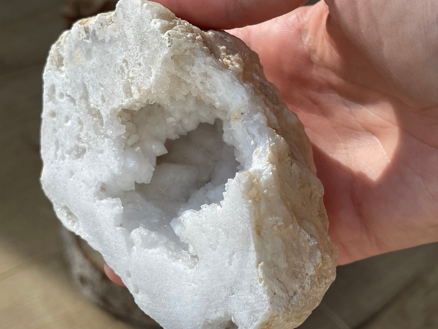 Natural white quartz geode