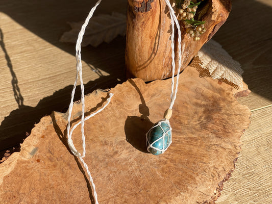 Blue apatite white necklace | Handmade