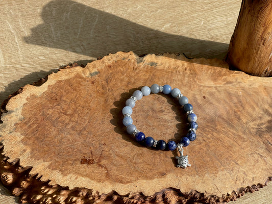 Blue aventurine and sodalite turtle bracelet