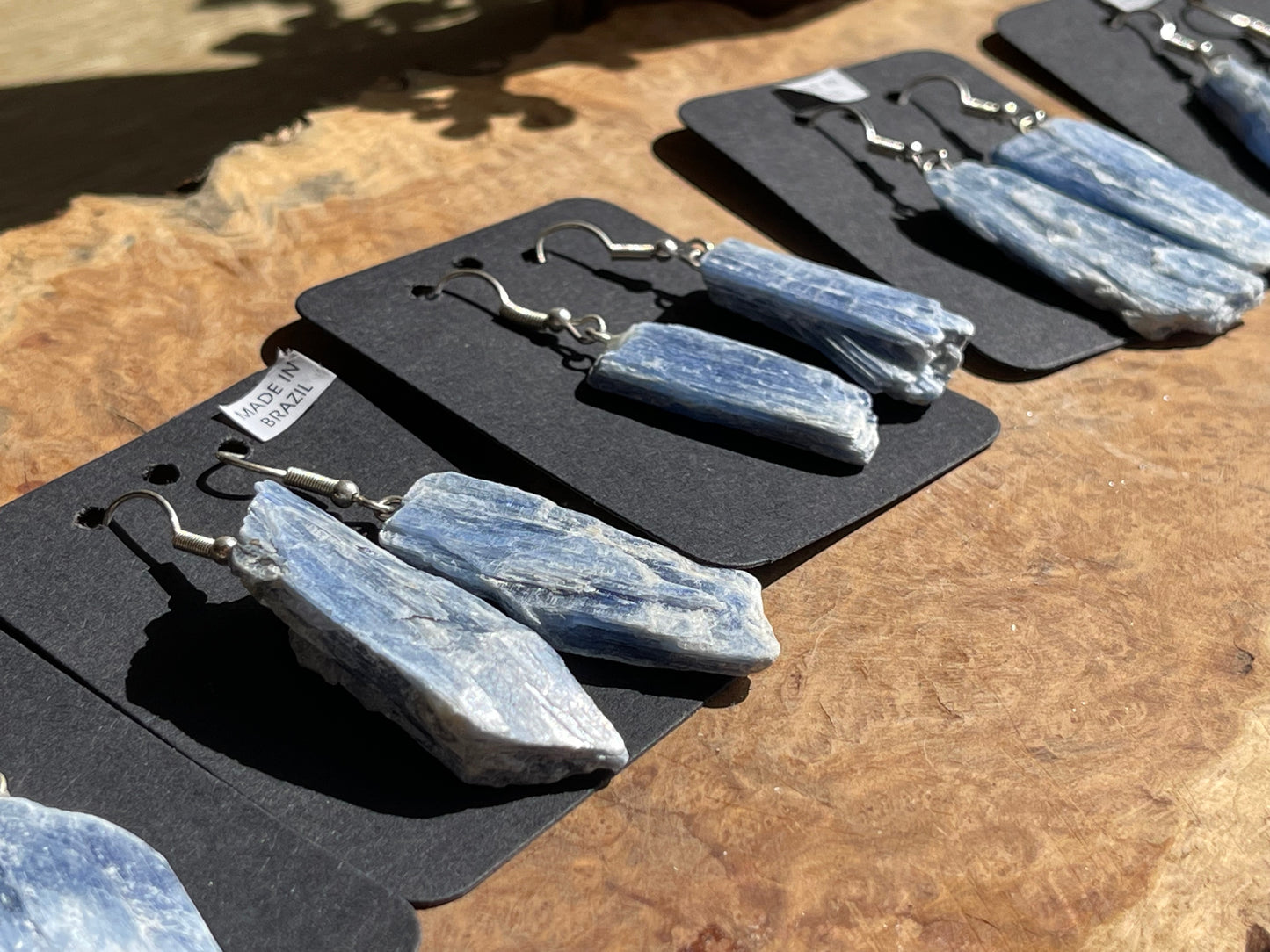 Blue kyanite rough earrings | Brazil
