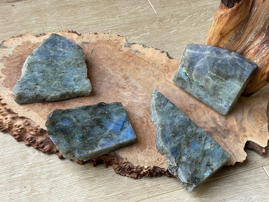 Blue flash labradorite one side polished slabs | Madagascar