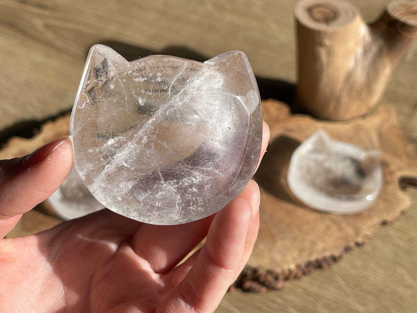 Clear quartz cat bowls