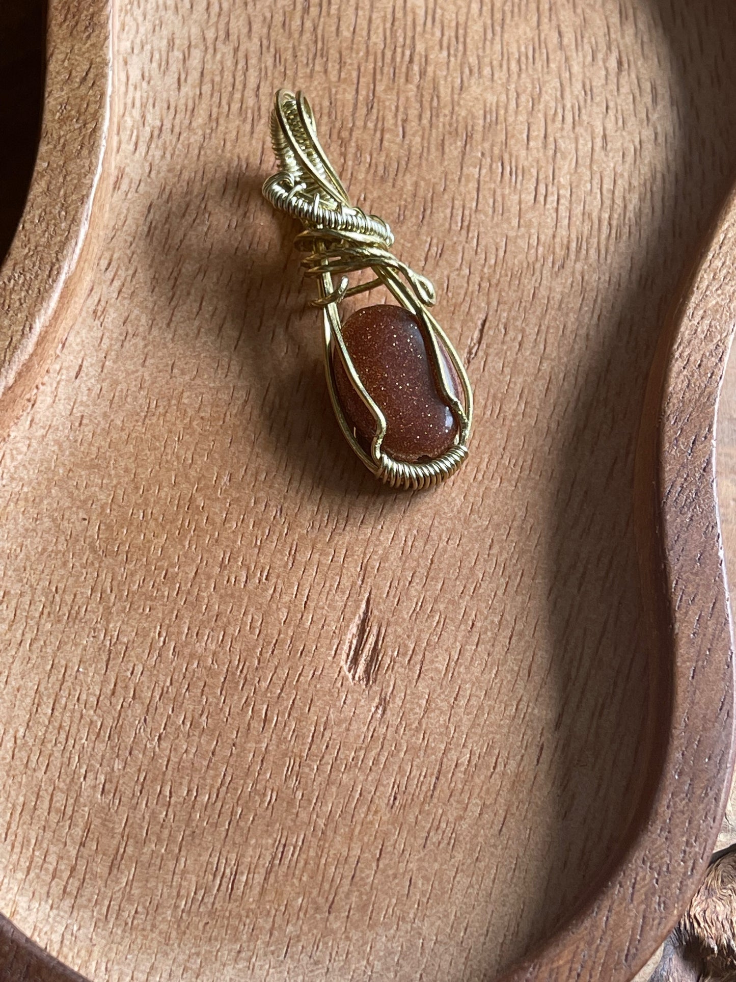 Goldstone wire wrapped necklace | Handmade