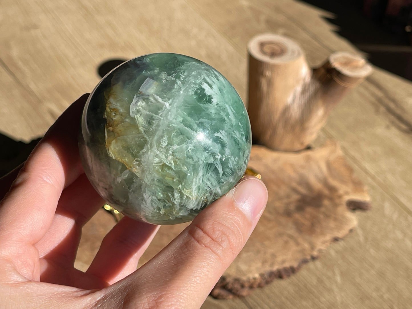Feather fluorite spheres A-B