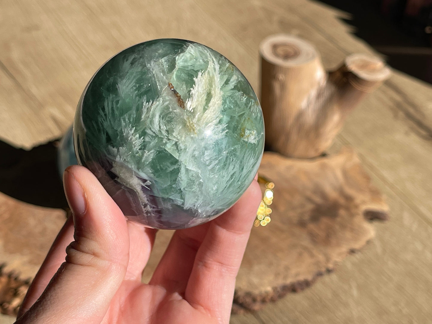 Feather fluorite spheres A-B
