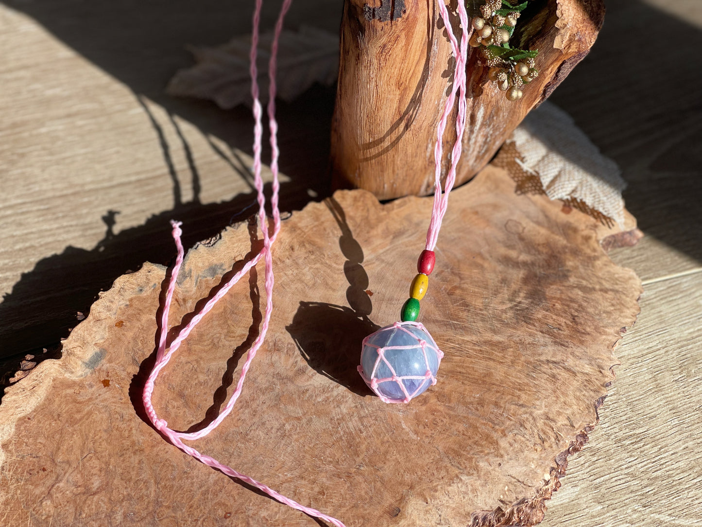 Fluorite sphere pink necklace | Handmade