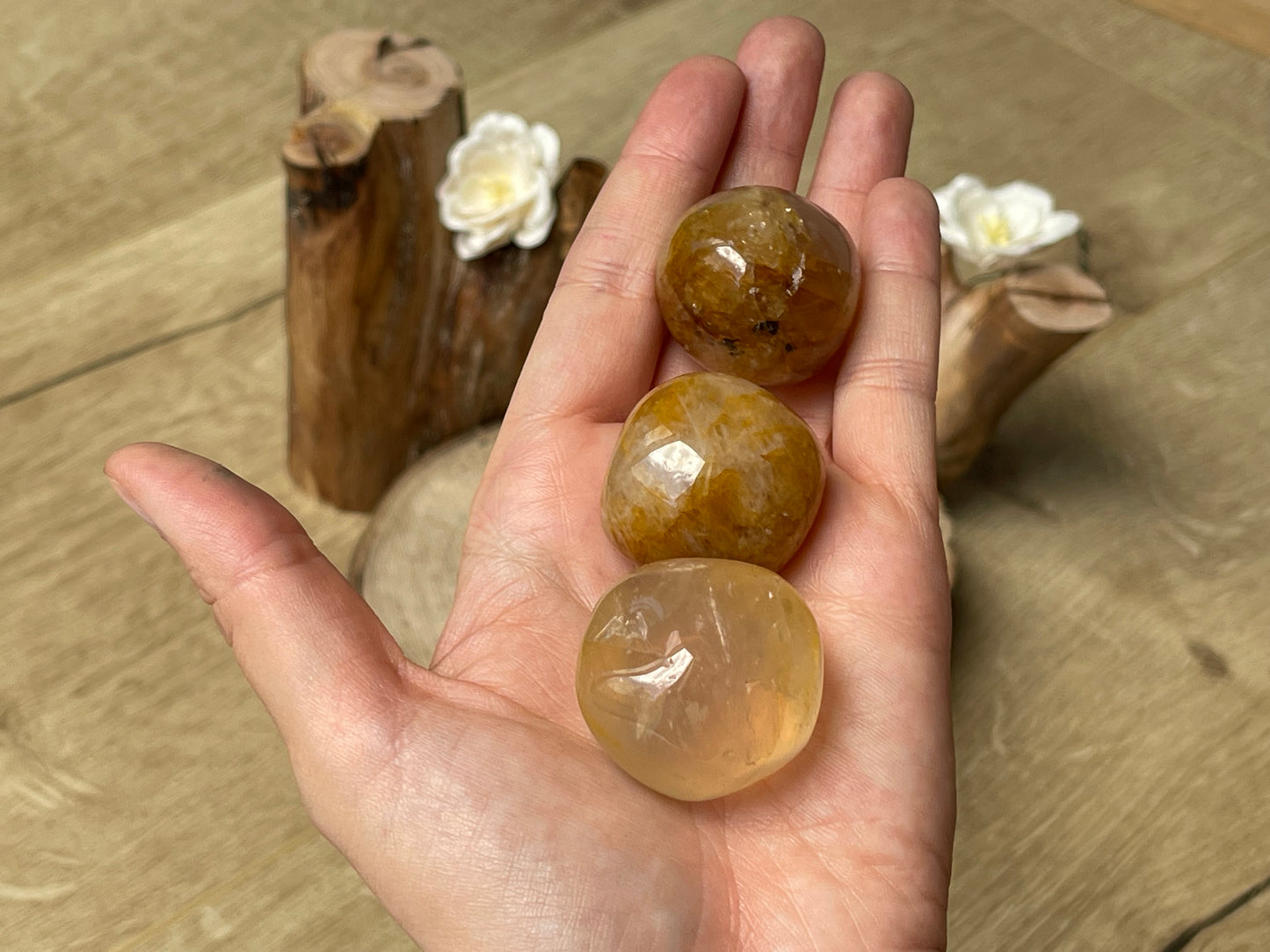 Golden healer quartz tumbles