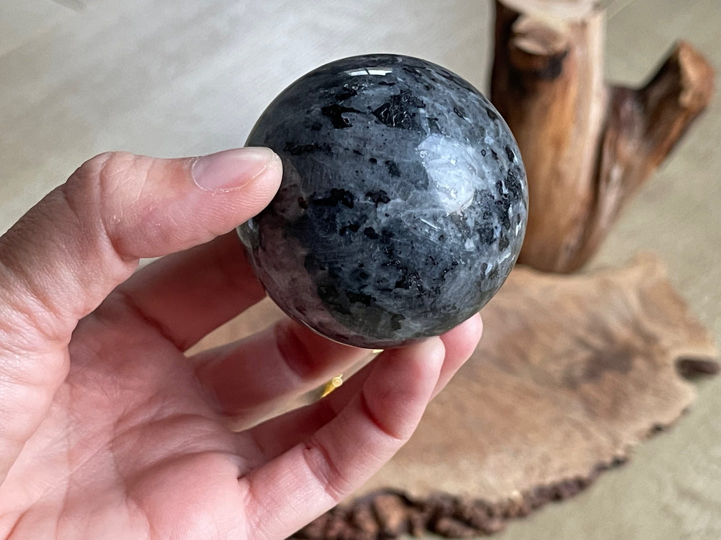 Larvikite sphere L3 | Norwegian moonstone
