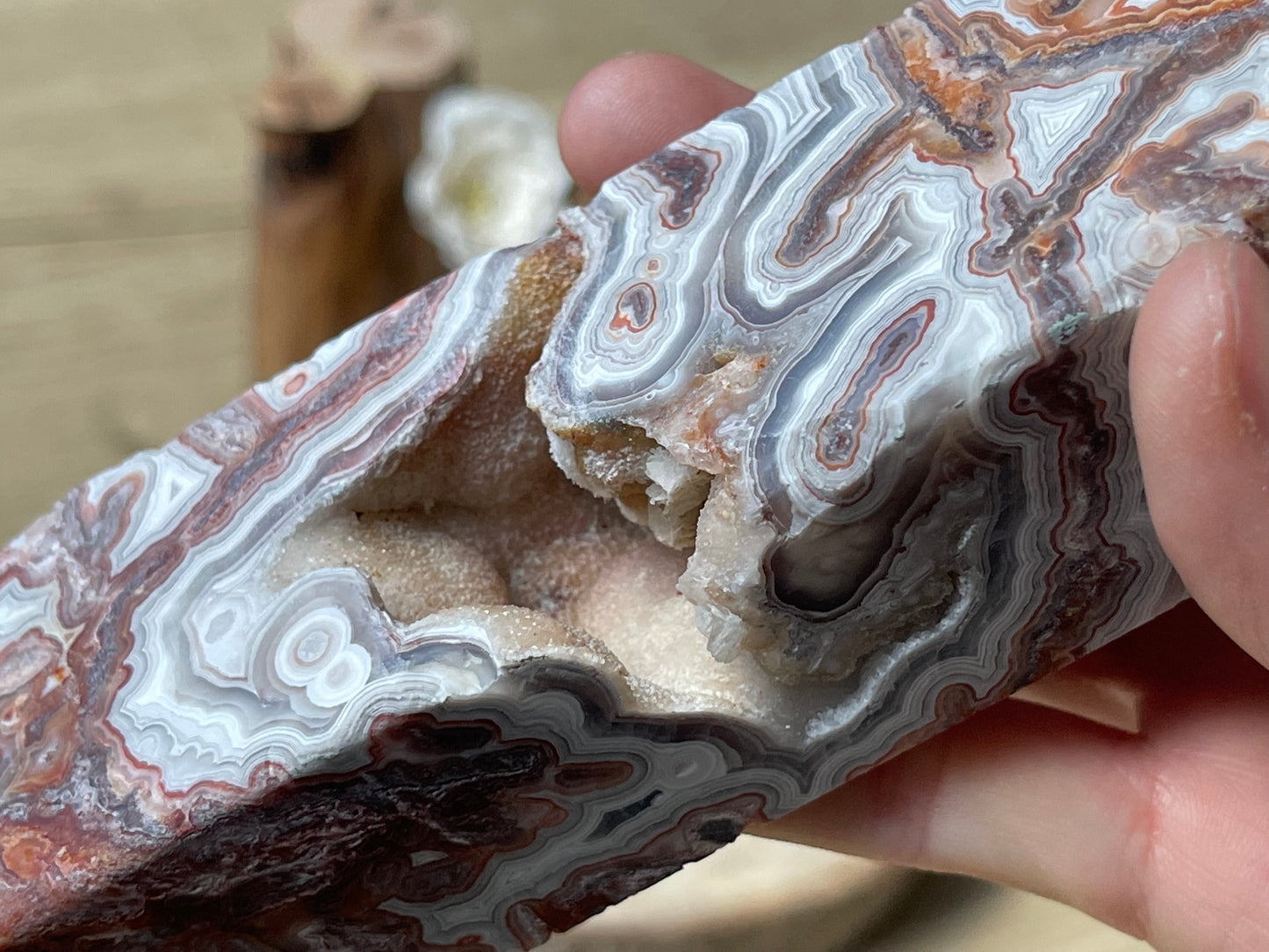 Mexican lace agate big tower with druzy