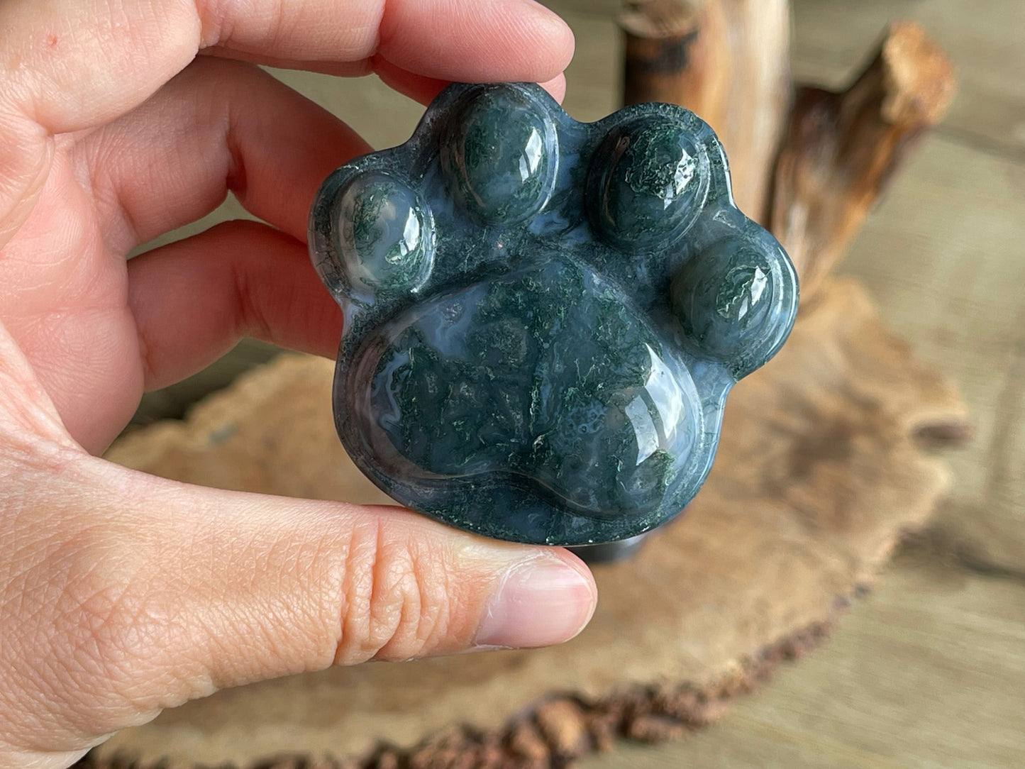 Moss agate animal paws