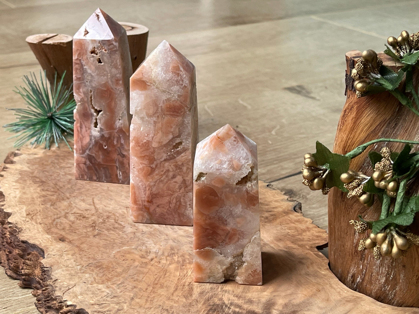 Pink agate towers