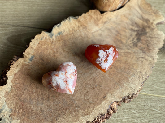Red flower agate hearts