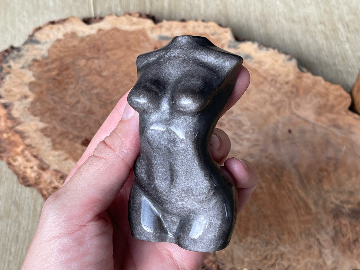 Silver sheen obsidian venus body
